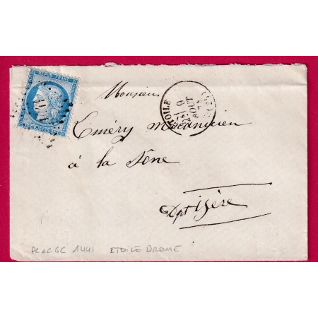 N°60 PC DU GC 1441 ETOILE DROME DROME POUR LA SONE ISERE LETTRE COVER FRANCE