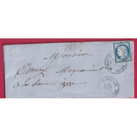 N°60 CAD TYPE 18 ST JEAN EN ROYANS DROME POUR LA SONE ISERE LETTRE COVER FRANCE