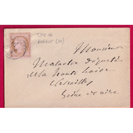 N°58 CAD TYPE 16 ALLEGRE HAUTE LOIRE POUR VERSAILLES ASSEMBLEE NATIONALE LETTRE COVER FRANCE