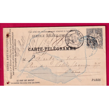 ENTIER PNEUMATIQUE GRIFFE TROUVE A LA BOITE P16 RUE REAUMUR PARIS EXPEDIE PAR PNEUMATIQUE 1885 LETTRE COVER FRANCE