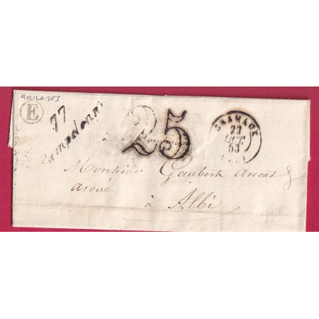 CURSIVE 77 PAMPELONNE TARN T15 CRAMAUX BOITE RURALE E MOULANES POUR ALBI LETTRE COVER FRANCE