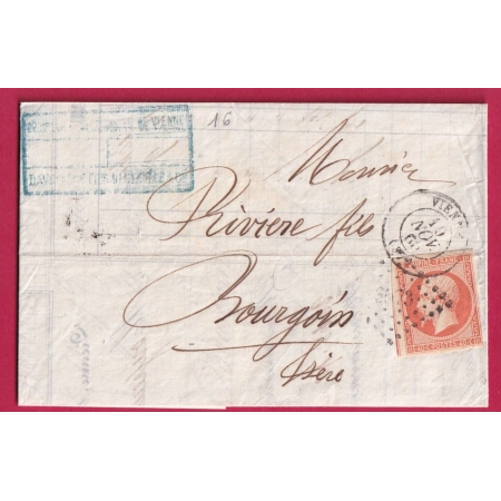 N°16 TTB PC 3573 VIENNE ISERE POUR BOURGOIN LETTRE COVER FRANCE