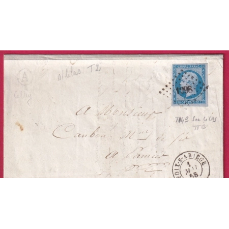N°14 BLEU SUR LILAS TTB PC 1298 FOIX ARIEGE BOITE RURALE A CELLES POUR PAMIERS LETTRE COVER FRANCE