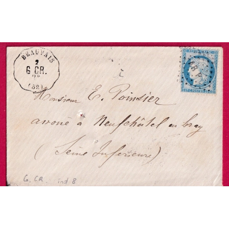 N°60 CONVOYEUR STATION BEAUVAIS OISE POUR NEUFCHATEL EN BRAY LETTRE COVER FRANCE