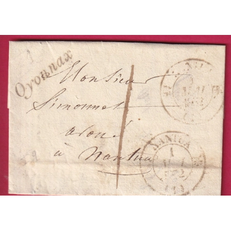 CURSIVE 1 OYONNAX AIN TAXE LOCALE 1 POUR NANTUA 1832 LETTRE COVER FRANCE