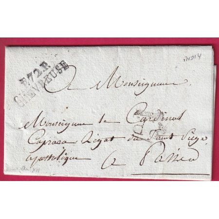 MARQUE P72P CHEVREUSE SEINE ET OISE POUR PARIS INDICE 14 AN12 1804 LETTRE COVER FRANCE
