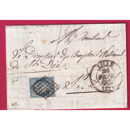 N°4 GRILLE + CAD TYPE 13 LILLE NORD POUR ST DIE VOSGES LETTRE COVER FRANCE