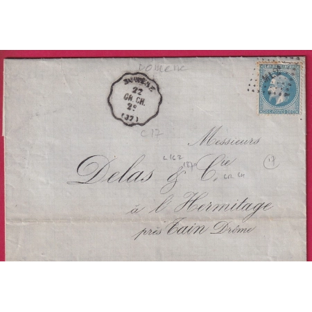 N°25 CONVOYEUR STATION DOMENE ISERE POUR TAIN L'HERMITAGE DROME INDICE 17 LETTRE COVER FRANCE