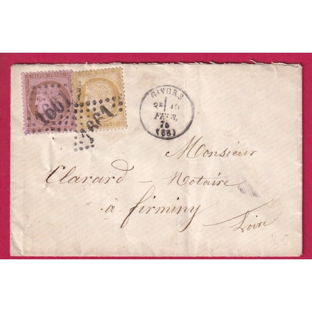 N°55 58 GC 1661 GIVORS RHONE POUR FIRMINY CAD TYPE 16 LETTRE COVER FRANCE