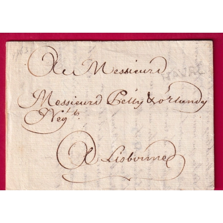 MARQUE LE HAVRE LENAIN N°5 SEINE INFERIEURE POUR LISBONNE PORTUGAL LETTRE COVER FRANCE