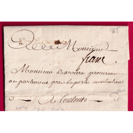 MARQUE FRANC PORT PAYE MOISSAC TARN ET GARONNE LENAIN N°4 + N° 2 1765 POUR TOULOUSE INDICE 18 LETTRE COVER FRANCE