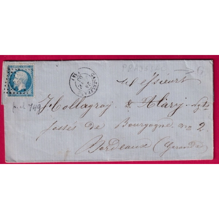 N°22 PC DU GC 749 CASTELFRANC LOT BOITE RURALE G PRAYSSAC POUR BORDEAUX LETTRE COVER FRANCE