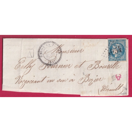 N°46B GC 4054 USSON EN FOREZ LOIRE CAD TYPE 24 BOITE URBAINE A PONTEMPEYRAT BEZIERS HERAULT LETTRE COVER FRANCE