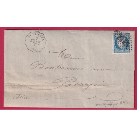 N°60 CONVOYEUR STATION ST ETIENNE LOIRE LIGNE StG stE NON SIGNALE PAR POTHION DANS CE SENS BOURGOIN ISERE LETTRE COVER FRANCE