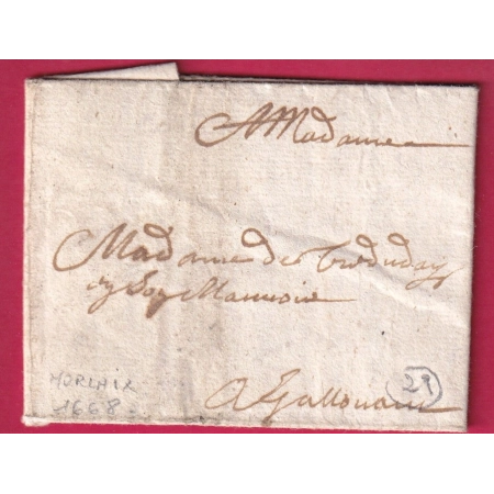 LETTRE DE 1668 MORLAIX FINISTERE LETTRE COVER FRANCE
