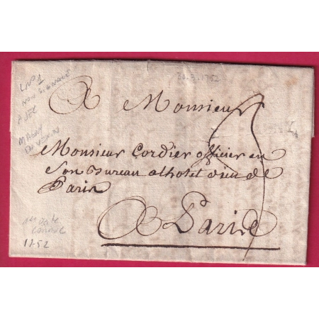 MARQUE DE MAGNY SEINE ET OISE LENAIN N°1 NON SIGNALE A SEC 1ER DATE CONNUE 1752 POUR PARIS LETTRE COVER FRANCE