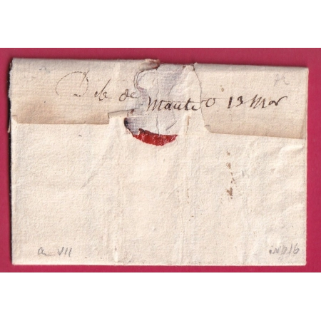 DEBOURSE MANUSCRIT DE MANTES SEINE ET OISE 1800 INDICE 16 DEPART 31 GIMONT GERS LETTRE COVER FRANCE