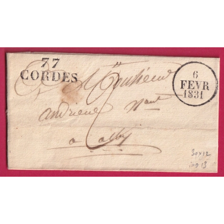 MARQUE 77 CORDES TARN 1831 30X12 INDICE 13 POUR ALBI LETTRE COVER FRANCE