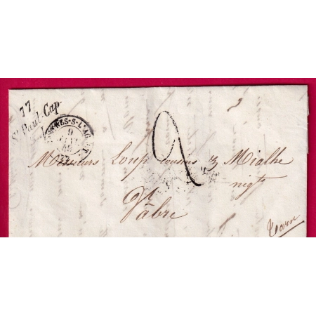 CURSIVE 77 ST PAUL CAP DE JOUX TARN DU 9 JANVIER 1849 POUR VABRE TARN LETTRE COVER FRANCE