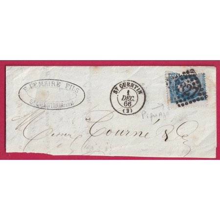 N°22 TRES BELLE VARIETE PIQUAGE DECALE BORD DE FEUILLE ST QUENTIN AISNE GC 3827 LETTRE COVER FRANCE