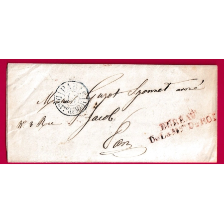 MARQUE BUREAU DE LA MAISON DU ROI PARIS 1836 AU DOS CACHET LEVEE MR EN ROUGE LETTRE COVER FRANCE