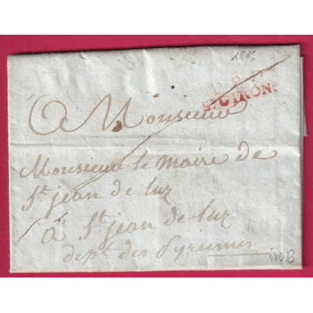 MARQUE P8P ST GIRON ARIEGE EN ROUGE POUR ST JEAN DE LUZ INDICE 13 LETTRE COVER FRANCE