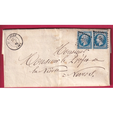 N°14 PAIRE PC 3267 ST SAULCE NIEVRE POUR NEVERS LETTRE COVER FRANCE