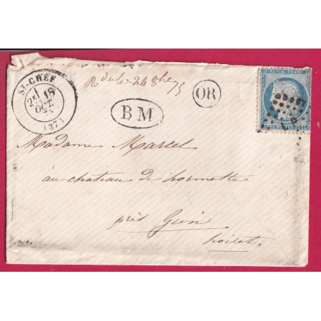 N°60 CAD ST CHEF ISERE  AMBULANT LP + BM ET OR POUR GIEN LOIRET LETTRE COVER FRANCE