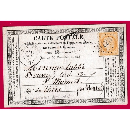 N°55 GC 6125 ARS SUR FORMANS AIN POUR ST MAMERT RHONE INDICE 13 CARTE PRECURSEUR LETTRE COVER FRANCE