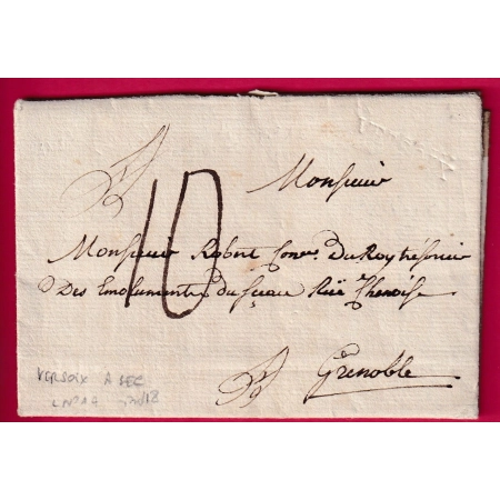 MARQUE VERSOIX AIN SUISSE LENAIN N°1A INDICE 18 1787 POUR GRENOBLE ISERE LETTRE COVER FRANCE