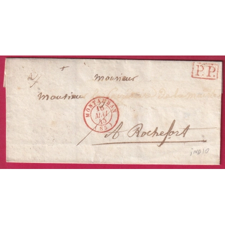 CAD TYPE 15 EN ROUGE MONTAUBAN TARN ET GARONNE + PP POUR ROCHEFORT LETTRE COVER FRANCE