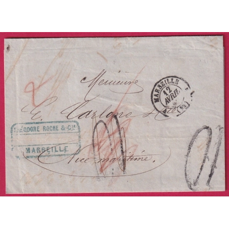 MARSEILLE 4 12 4 POUR NICE TAXE 10 ANNULEE PUIS RETAXEE ALPES MARITIMES LETTRE COVER FRANCE