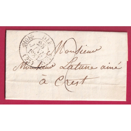 CAD TYPE 11 DIE DROME 1833 POUR CREST TYPE 11 AU DOS LETTRE COVER FRANCE