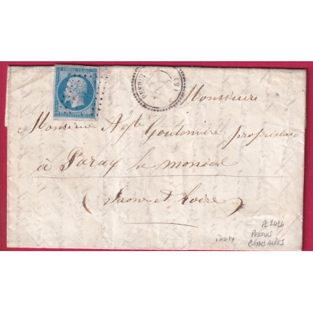 N°14 PC 2426 PERTUIS BASSES ALPES CAD TYPE 22 POUR PARAY LE MONIAL INDICE 14 LETTRE COVER FRANCE