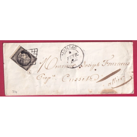 N°3 GRILLE AURILLAC CANTAL CAD TYPE 14 POUR CUSSET ALLIER LETTRE COVER FRANCE
