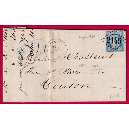 N°60 CONVOYEUR STATION ST CHAMOND LOIRE LIGNE LY MON INDICE 18 POUR TOULON VAR LETTRE COVER FRANCE