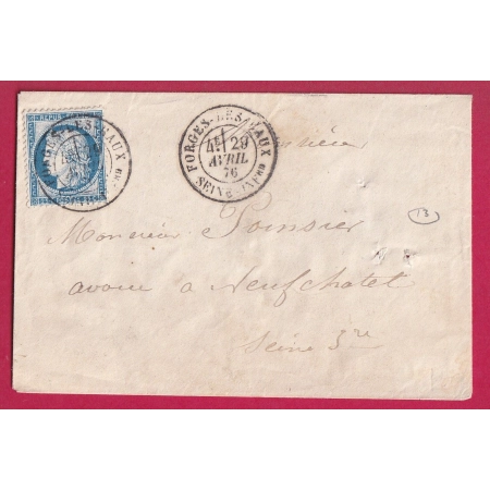 N°60 CAD TYPE 18 FORGES LES EAUX SEINE INFERIEURE POUR NEUFCHATEL EN BRAY LETTRE COVER FRANCE