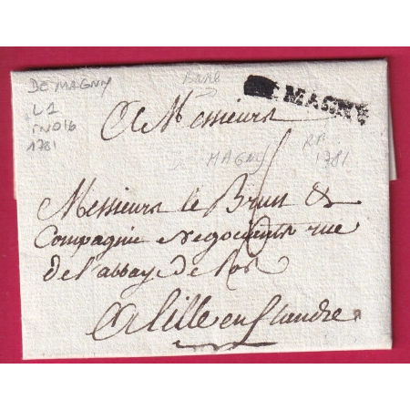 MARQUE DE MAGNY SEINE ET OISE LENAIN N°1 INDICE 16 POUR LILLE NORD LETTRE COVER FRANCE
