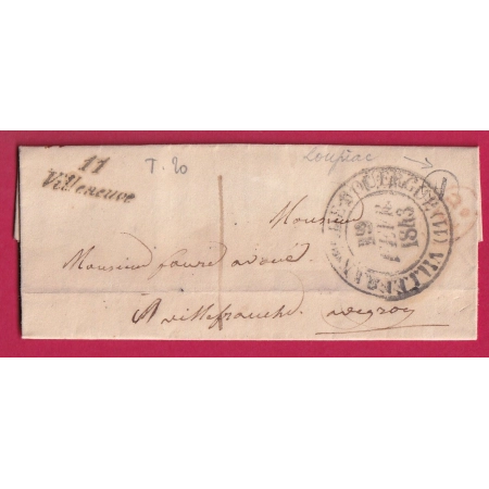 CURSIVE 11 VILLENEUVE AVEYRON BOITE RURALE F LOUPIAC DECIME RURAL TAXE LOCALE 1 VILLEFRANCHE LETTRE COVER FRANCE