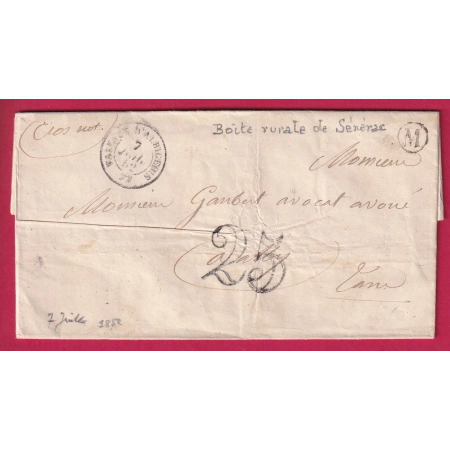CAD TYPE 15 VALENCE D'ALBIGEOIS TARN BOITE RURALE M SENERAC POUR ALBI TARN LETTRE COVER FRANCE