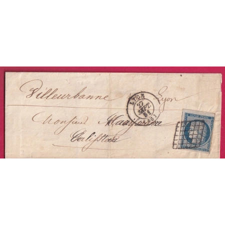 N°4 BORD DE FEUILLE GRILLE LYON RHONE POUR VILLEURBANNE LETTRE COVER FRANCE