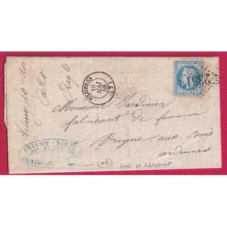 N°29 GC 2351 MEZIERES ARDENNES OR CONS LA GRANVILLE POUR VRIGNE AUX BOIS LETTRE COVER FRANCE