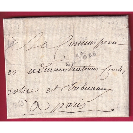 44 CAHORS LOT BEAU TEXTE VIGNETTE REVOLUTIONNAIRE COMMISSAIRE NATIONALE FRANC MACON PARIS 1795 LETTRE COVER FRANCE