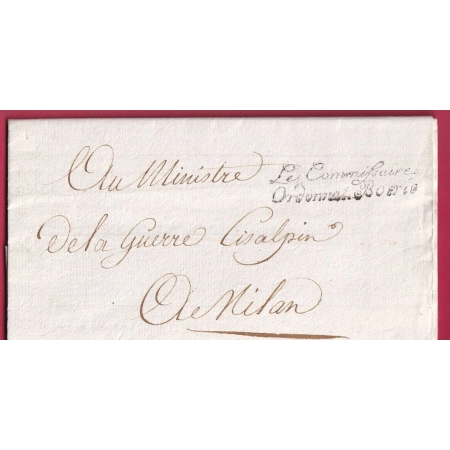 ARMEE ITALIE MILAN 1801 LE COMMISSAIRE ORDONNATEUR BORION MILANO ITALIA POUR MILAN LETTRE COVER FRANCE