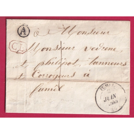 CAD TYPE 14 FUMEL LOT ET GARONNE BOITE RURALA A + CL ROUGE TAXE LOCALE 1 LETTRE COVER FRANCE