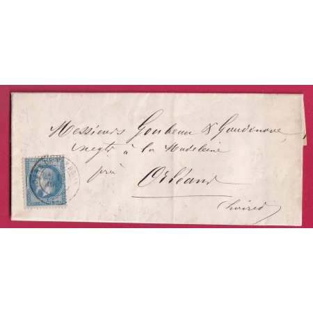 N°29 CAD TYPE 17 GARE DE VIERZON CHER POUR ORLEANS LOIRET LETTRE COVER FRANCE