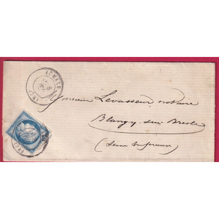 N°60 CAD TYPE 17 AUMALE SEINE INFERIEURE POUR BLANGY SUR BRESLE LETTRE COVER FRANCE