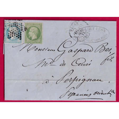 N°20 37 PARIS ETOILE MUETTE BUREAU CENTRAL 18 SEPTEMBRE 1871 POUR PERPIGNAN LETTRE COVER FRANCE