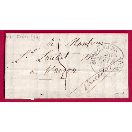 CAD TYPE 11 MENS ISERE POUR VAISON VAUCLUSE 1833 LETTRE COVER FRANCE