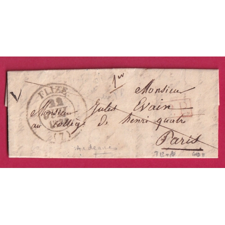 CAD TYPE 13 FLIZE MARNE + PP ROUGE INDICE 11 1836 POUR PARIS LETTRE COVER FRANCE